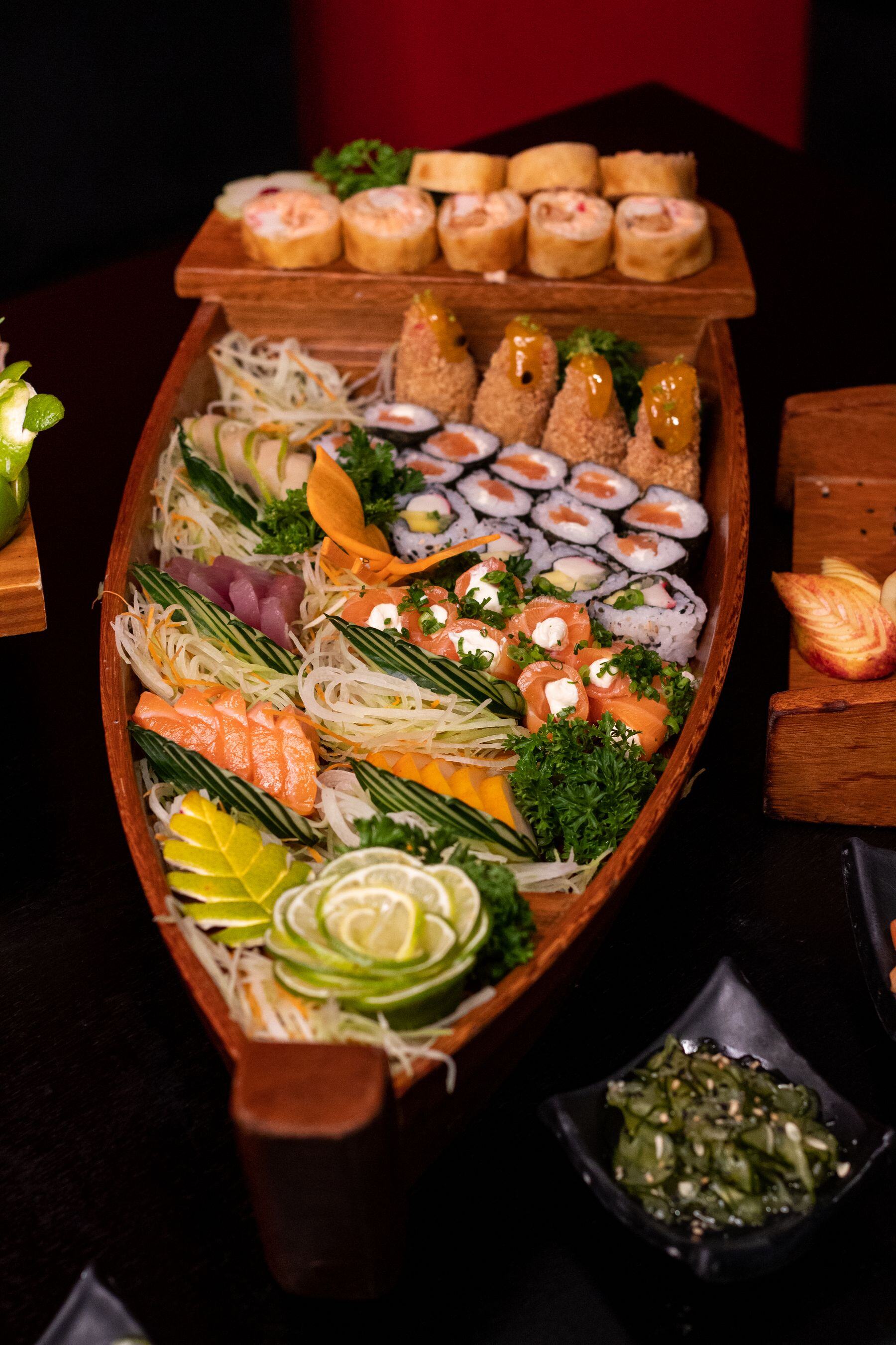 Luxury sushi boat catering package in New York City